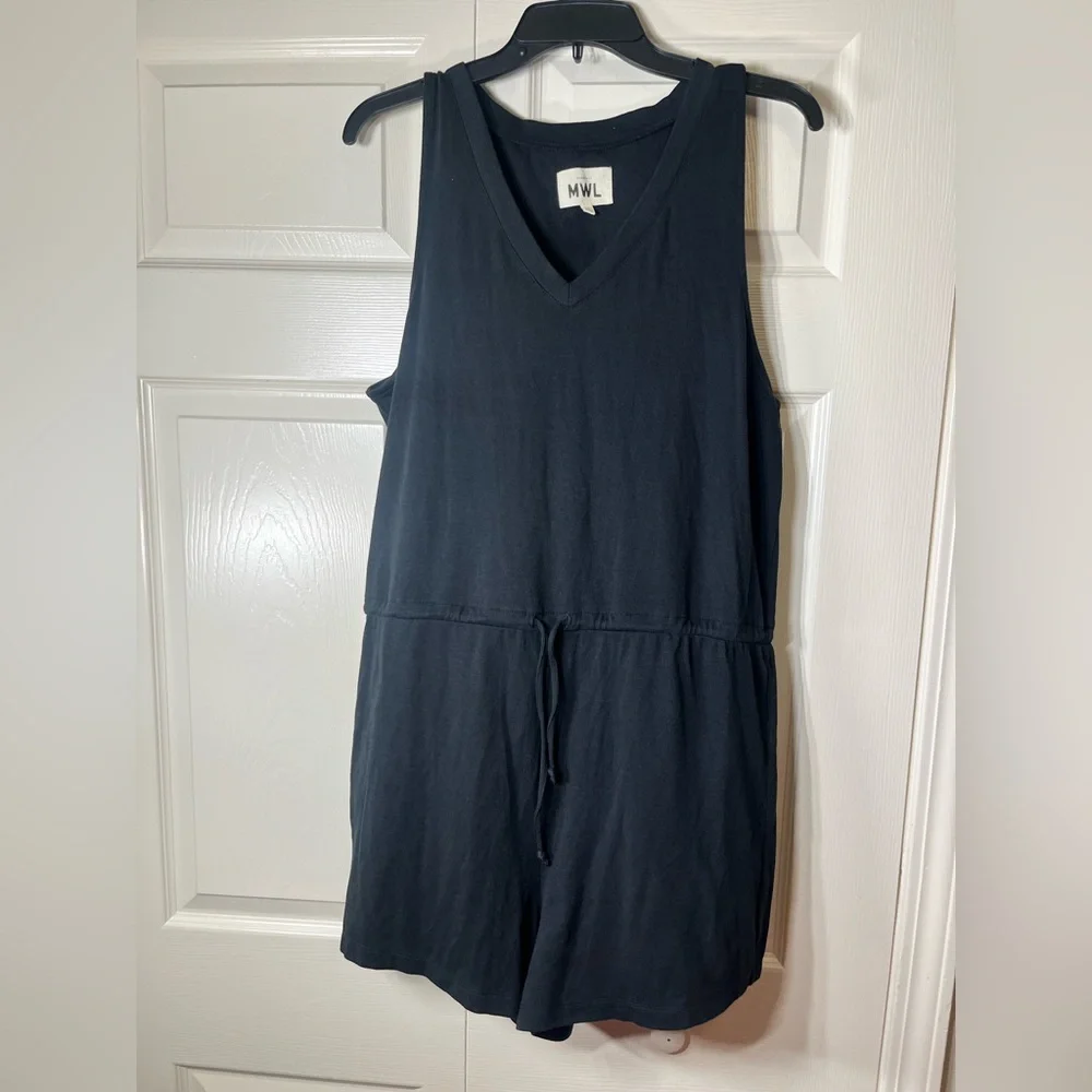 MWL by Madewell Women's Breeze Black Drawstring‎ Romper Size Medium